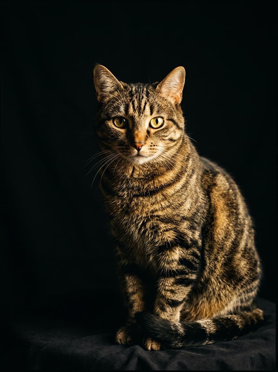 Cineastisches Studio-Tierportrait „Luna" — Tabby · Studio