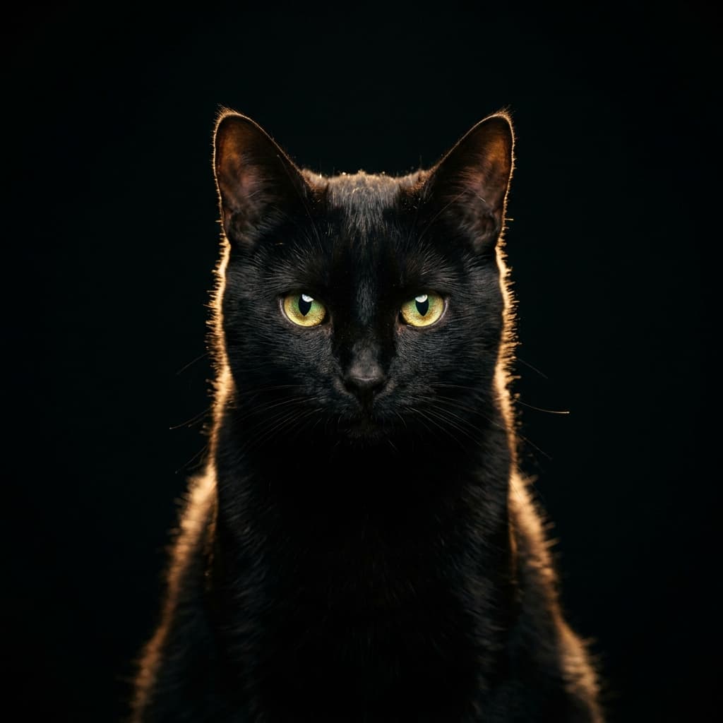Cineastisches Studio-Tierportrait „Schatten" — Hauskatze · Rim Light