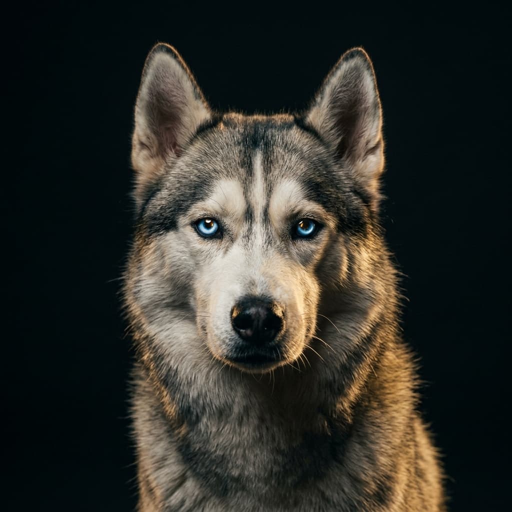 Cineastisches Studio-Tierportrait „Nanook" — Husky · Eisblau